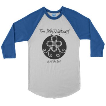 Tom Petty Black Wildflowers Logo Baseball T-Shirt - White True Royal