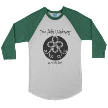 Tom Petty Black Wildflowers Logo Baseball T-Shirt - White Kelly