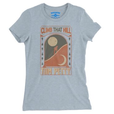 Tom Petty Climb That Hill Ladies T-Shirt - Relaxed Fit - Heather Prism Blue