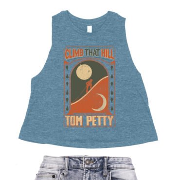 Tom Petty Climb That Hill Racerback Crop Top - Women's - Heather Deep Teal