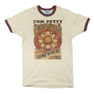 Tom Petty You Belong Somewhere You Feel Free Ringer T-Shirt - Natural Maroon