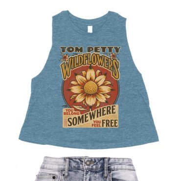 Tom Petty You Belong Somewhere You Feel Free Racerback Crop Top - Women's - Heather Deep Teal