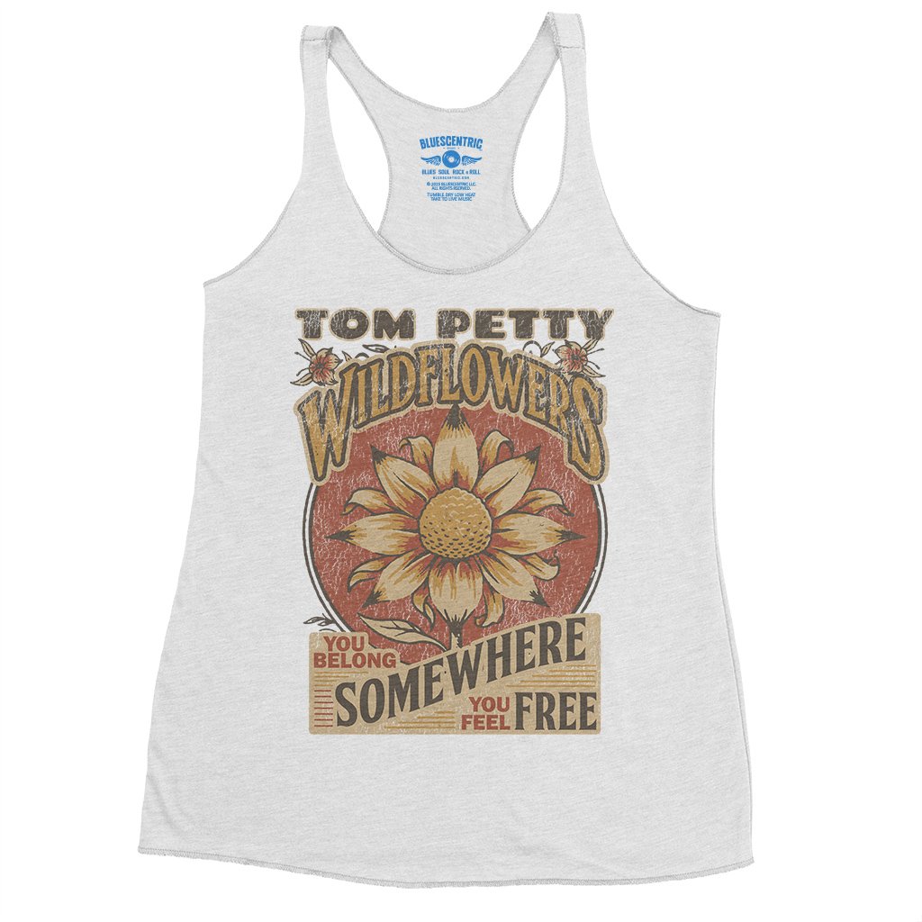 Tom Petty You Belong Somewhere You Feel Free Racerback Tank - Women's - Heather White