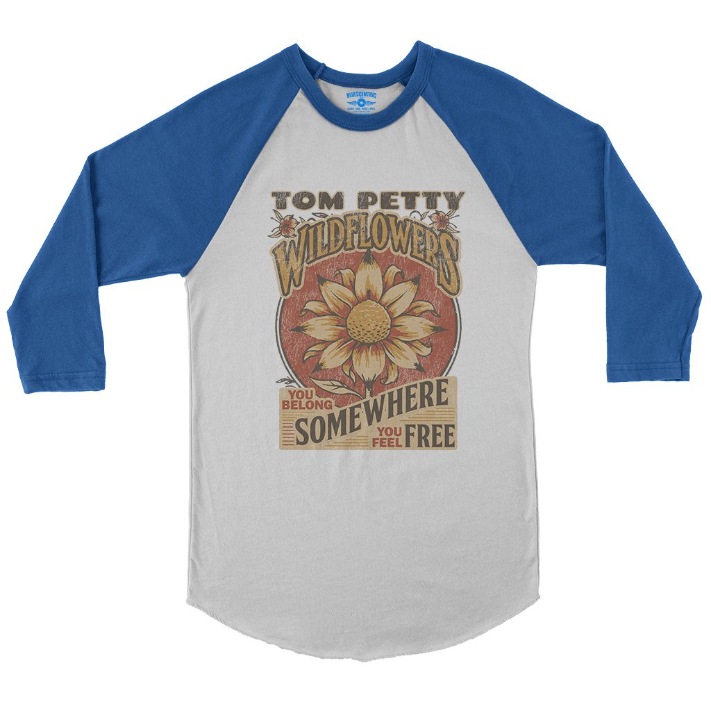 Tom Petty You Belong Somewhere You Feel Free Baseball T-Shirt - White True Royal