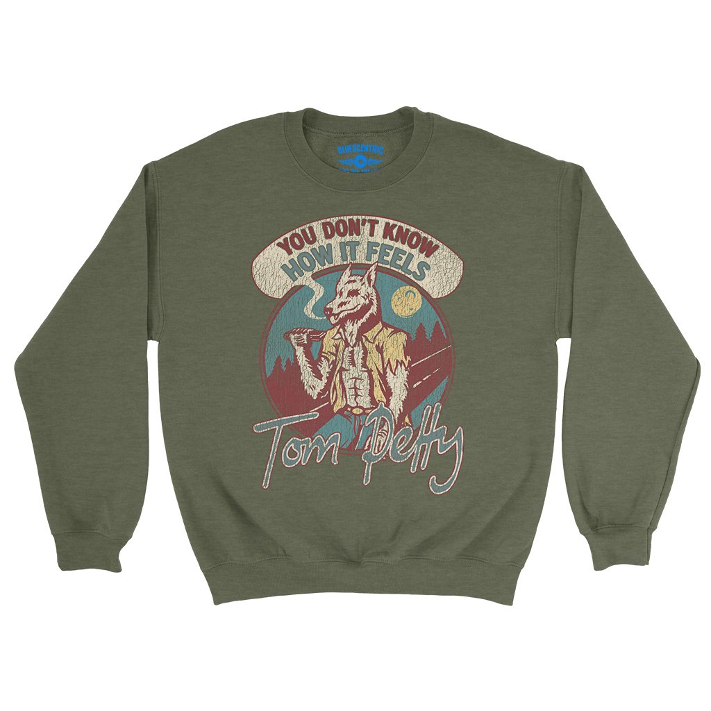 Tom Petty How It Feels Crewneck Sweatshirt - Army Heather
