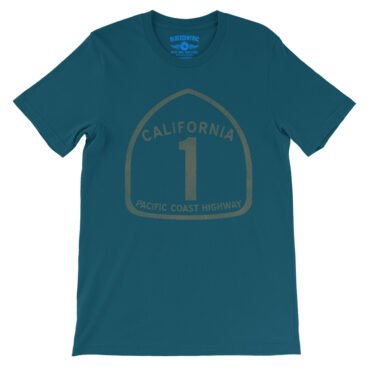 California Pacific Coast Highway T-Shirt - Lightweight Vintage Style - Deep Teal