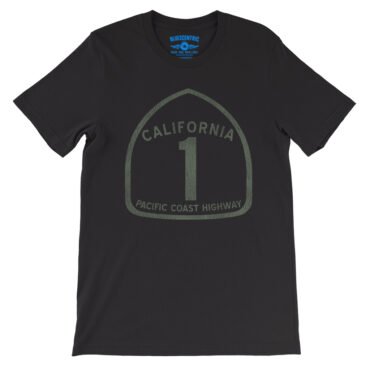 California Pacific Coast Highway T-Shirt - Lightweight Vintage Style - Black