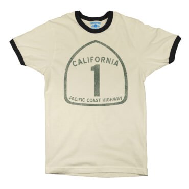 California Pacific Coast Highway Ringer T-Shirt - Natural Black