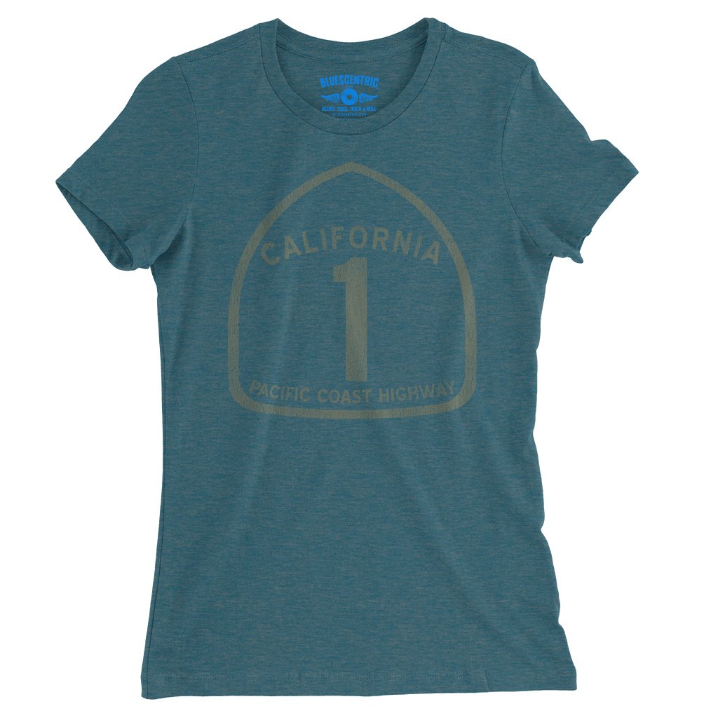 California Pacific Coast Highway Ladies T-Shirt - Relaxed Fit - Heather Deep Teal