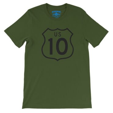 US Route 10 T-Shirt - Lightweight Vintage Style - Olive