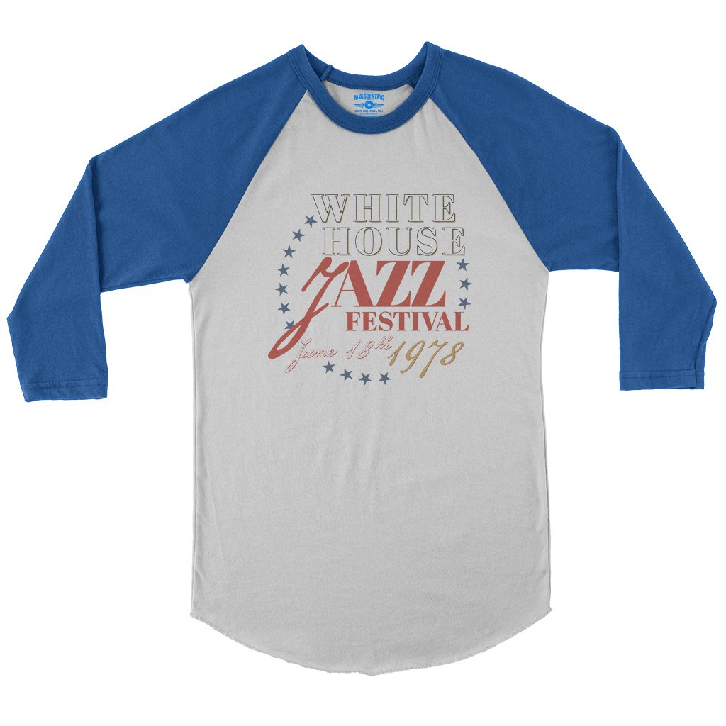 White House Jazz Festival Baseball T-Shirt - White True Royal