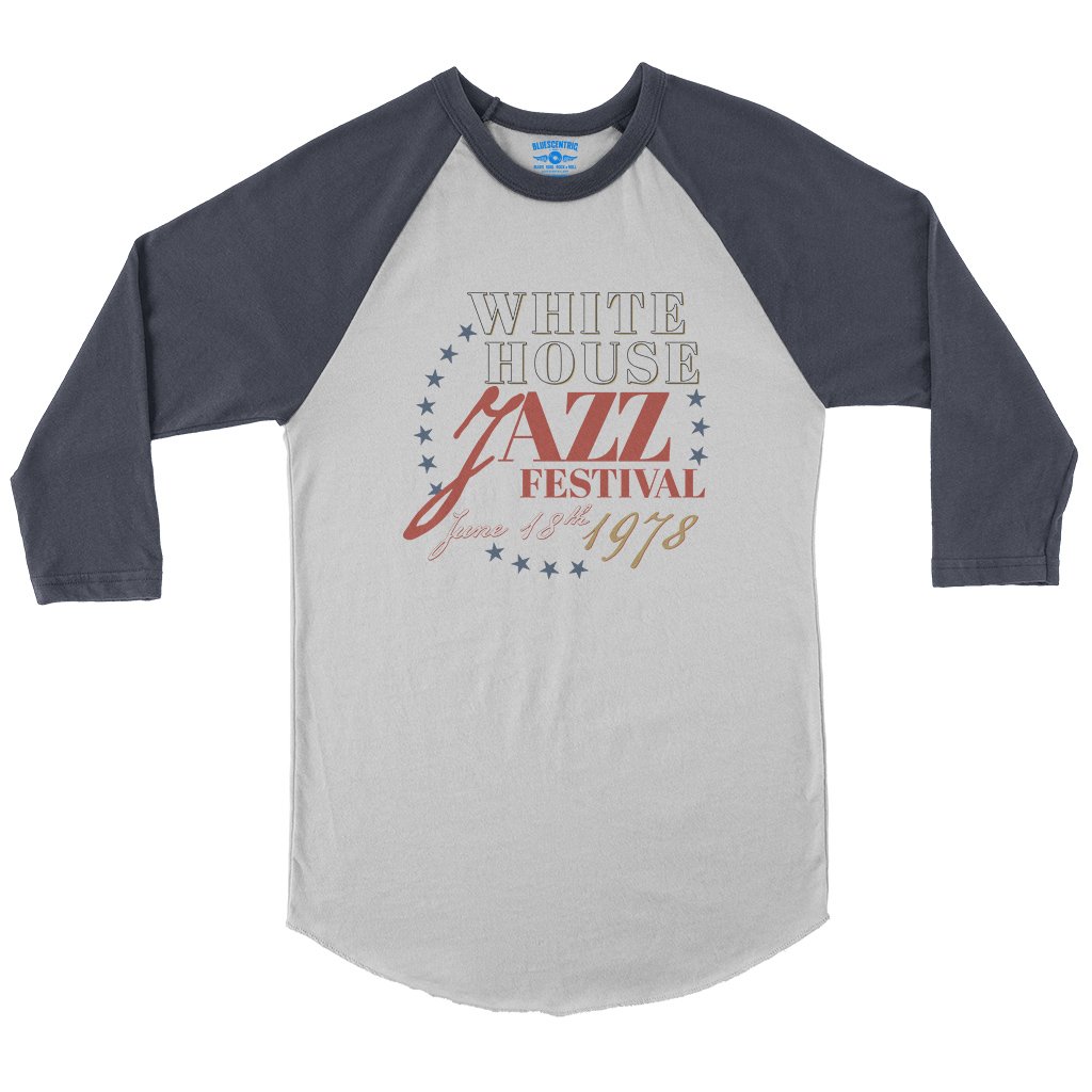 White House Jazz Festival Baseball T-Shirt - White Navy