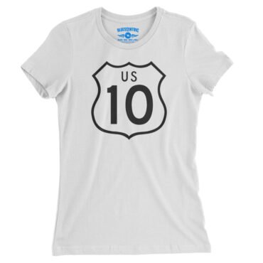 US Route 10 Ladies T-Shirt - Relaxed Fit - White