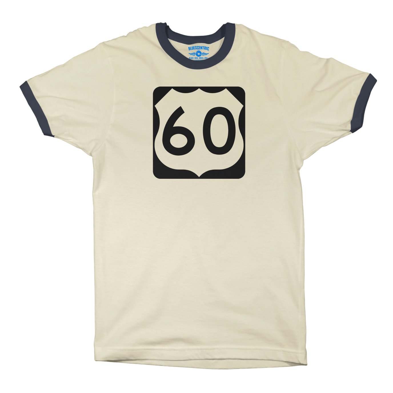 U.S. Route 60 Ringer T-Shirt - Natural Midnight Navy