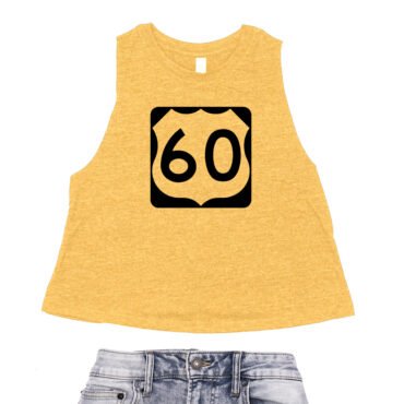 U.S. Route 60 Racerback Crop Top - Women's - Heather Mustard