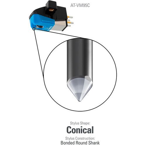 Audio Technica AT-VM95C/H Headshell/Dual Moving Magnet Cartridge Kit (Black/Blue) Needles & Cartridges (Black, Blue)
