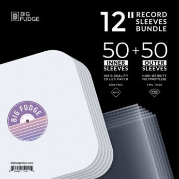 Big Fudge BFSB12x50US 12-inch Vinyl LP Record Sleeves Bundle 50 Clear Outer Sleeves + 50 Inner Sleeves White Bags / Sleeves (Large Item, Large Item Exception)