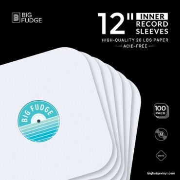 Big Fudge BFIS12x100US 12-inch Vinyl LP Record Round Corner Inner 100 Pack White Bags / Sleeves (Large Item, Large Item Exception)