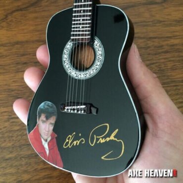 Elvis Presley Gold Signature Black Acoustic 10 Inch Miniature Guitar Replica Collectibles (Large Item, Collectible, Figure)