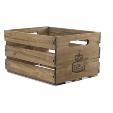 GPO Retro GPOLPC Cassa LP Record Wood Storage Case 100 Cap Tan Vinyl Accessories (Large Item, Wood)