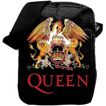 Rocksax - Queen - Classic Crest Logo - Crossbody Bag with Stash Pockets (Black) Collectibles (Large Item, Collectible, Tote / Messenger Bag)