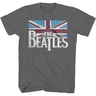Beatles - Distressed Union Jack Flag T-Shirt - Large Charcoal 2061110405 Apparel (Large Item, Charcoal, Size Large, Adult Shirt)