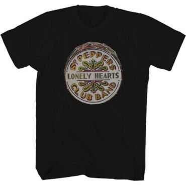 Beatles - Sgt. Pepper's Drum T-Shirt - Medium Black 2061206604 Apparel (Large Item, Black, Size Medium, Adult Shirt)