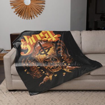 Rocksax - Ghost - Candy Corn - Sherpa Fleece Throw (50 in x 60 in) Collectibles (Large Item, Blanket)