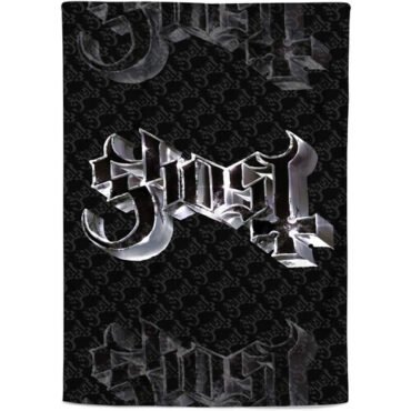 Rocksax - Ghost - Chrome Logo - Sherpa Fleece Throw (50 in x 60 in) Collectibles (Large Item, Blanket)