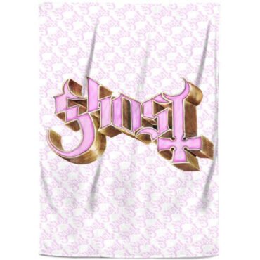 Rocksax - Ghost - Pink Logo - Sherpa Fleece Blanket (60 in x 80 in) Collectibles (Large Item, Blanket)