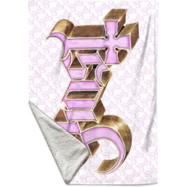 Rocksax - Ghost - Pink Logo - Sherpa Fleece Blanket (60 in x 80 in) Collectibles (Large Item, Blanket)