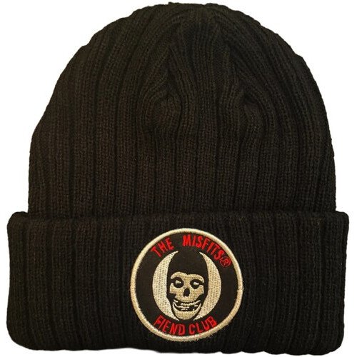 Misfits - Fiend Club Embroidered Patch - Acrylic Knit Hat - Black BN400MIS Apparel (Hat / Cap, One Size Fits All, Black)