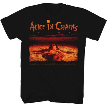 Alice In Chains - Dirt Album with Track List T-Shirt - Large Black TS0101ALCA3 Apparel (Large Item, Size Large, Black, Adult Shirt)