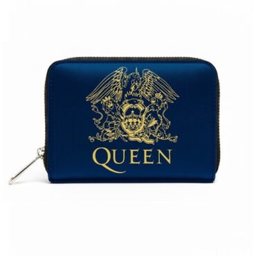 Rocksax - Queen - Gold Crest Logo - Bi-Fold Zipped Wallet/Purse (Navy Blue) Collectibles (Collectible, Purse, Navy Blue)