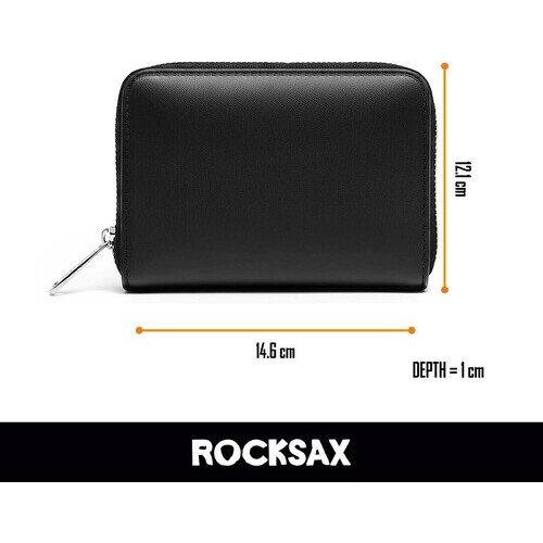 Rocksax - Queen - Gold Crest Logo - Bi-Fold Zipped Wallet/Purse (Navy Blue) Collectibles (Collectible, Purse, Navy Blue)