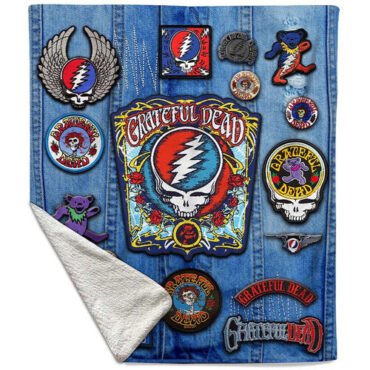 Rocksax - Grateful Dead - Battle Vest - Sherpa Fleece Throw (50 in x 60 in) Collectibles (Large Item, Blanket)