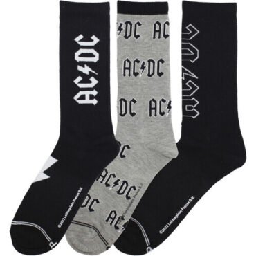 Perri's - AC/DC - Volume - Crew Socks (3 Pack) Apparel (Large Item, Socks, 3 Pack)
