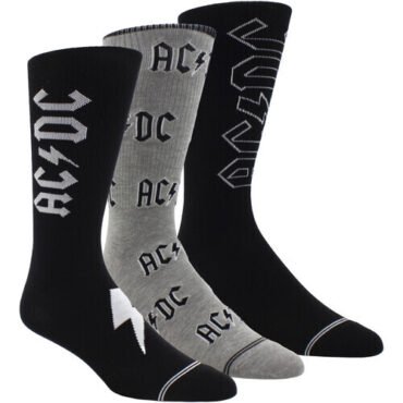 Perri's - AC/DC - Volume - Crew Socks (3 Pack) Apparel (Large Item, Socks, 3 Pack)