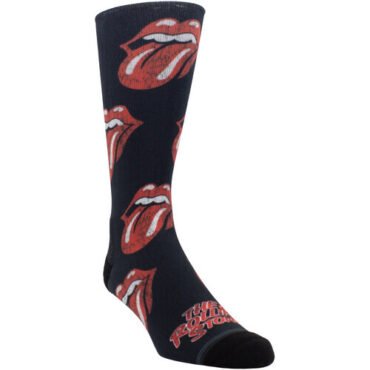 Perri's - Rolling Stones - All Over Distressed Tongues Dye Sublimation - Crew Socks Apparel (Large Item, Socks)