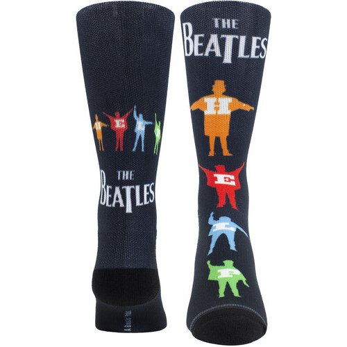 Perri's - Beatles - Help Silhouette Multicolor Dye Sublimation - Crew Socks Apparel (Large Item, Socks)