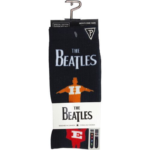 Perri's - Beatles - Help Silhouette Multicolor Dye Sublimation - Crew Socks Apparel (Large Item, Socks)