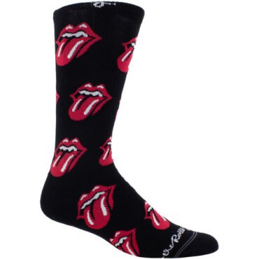Perri's - Rolling Stones - All Over Red Tongues - Crew Socks Apparel (Large Item, Socks)