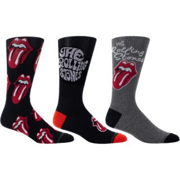 Perri's - Rolling Stones - Classic Tongues - Crew Socks (3 Pack) Apparel (Large Item, Socks, 3 Pack)