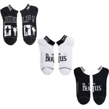 Perri's - Beatles - Help White Black - Crew Socks (3 Pack) Apparel (Large Item, Socks, 3 Pack)