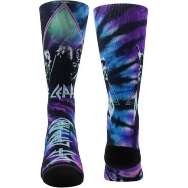 Perri's - Def Leppard - Hysteria Tie Dye Sublimation - Crew Socks Apparel (Large Item, Socks)