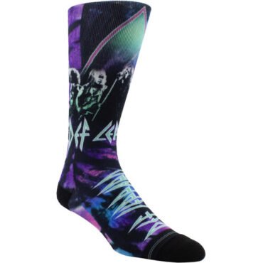 Perri's - Def Leppard - Hysteria Tie Dye Sublimation - Crew Socks Apparel (Large Item, Socks)