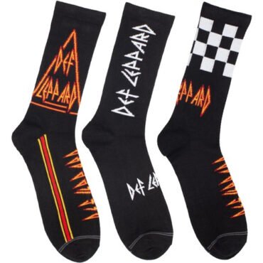 Perri's - Def Leppard - Logo - Crew Socks (3 Pack) Apparel (Large Item, Socks, 3 Pack)