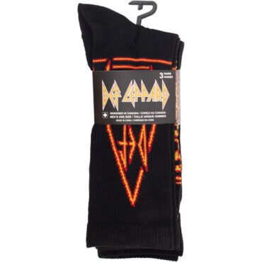 Perri's - Def Leppard - Logo - Crew Socks (3 Pack) Apparel (Large Item, Socks, 3 Pack)
