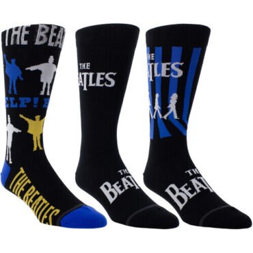 Perri's - Beatles - Crew Socks (Assorted Styles 3 Pack Gift Box) Apparel (Large Item, Socks, Gift Set, 3 Pack)
