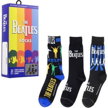 Perri's - Beatles - Crew Socks (Assorted Styles 3 Pack Gift Box) Apparel (Large Item, Socks, Gift Set, 3 Pack)